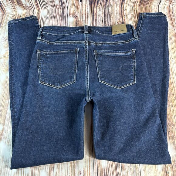 American Eagle SUPER HI RISE JEGGING Womens Sz 4 Blue Jeans Denim Pants 26x28.5 - Picture 2 of 10